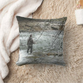 漁師の川のニジマスマスのはえの魚釣りの急流 クッション (ブランケット)