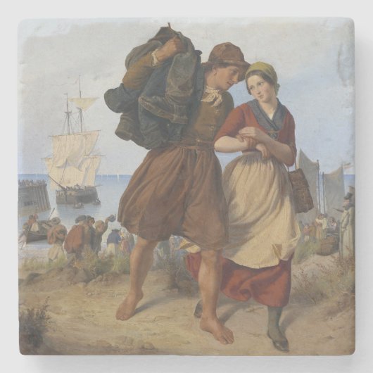 漁師の帰還（ルドルフ・ヨルダン） ストーンコースター (正面)