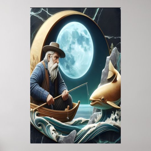 漁師の月に照らされたキャッチ ポスター (正面)