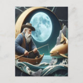 漁師の月に照らされたキャッチ ポストカード (正面)