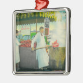 漁師の波止場の眺め、カニの得ること メタルオーナメント (左)