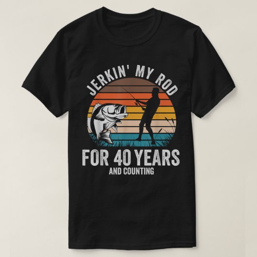 漁師の男性のための40歳の誕生日のギフトおもしろい魚釣り Tシャツ (デザイン正面)
