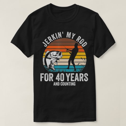 漁師の男性のための40歳の誕生日のギフトおもしろい魚釣り Tシャツ (デザイン正面)