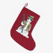 漁師の雪だるまのストッキング スモールクリスマスストッキング (正面 (吊り時))