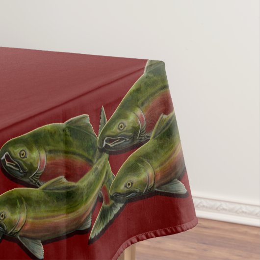 漁師の食卓布コホサケの魚のデコール テーブルクロス (インサイチュ)