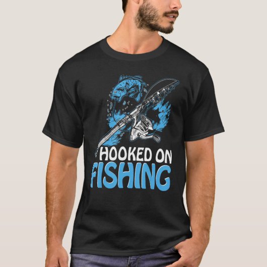 漁師の魚釣りデザインに夢中 Tシャツ (正面)