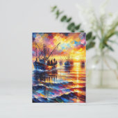 漁師は日の出で漁を行う。 シーズンポストカード (スタンド正面)