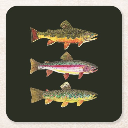 漁師や漁師のための3マス スクエアペーパーコースター (正面)