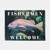 漁師ウェルカムカラフルロックフィッシュ写真 ドアマット (正面)