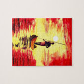 漁師オンザボートの日没パズル- 絵画s ジグソーパズル (横)