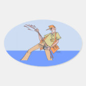 漁師オーバル大ステッカー 楕円形シール (正面)