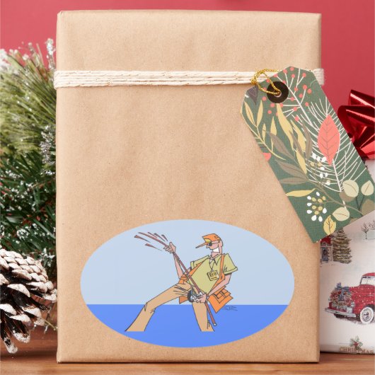 漁師オーバル大ステッカー 楕円形シール (クリスマス)