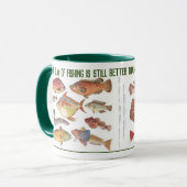 漁師ギフトヴィンテージ魚イラストレーションオン マグカップ (正面左)