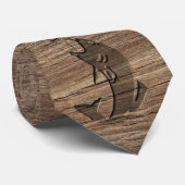 漁師クラシックの魚の木彫り跳躍 ネクタイ (ロール)