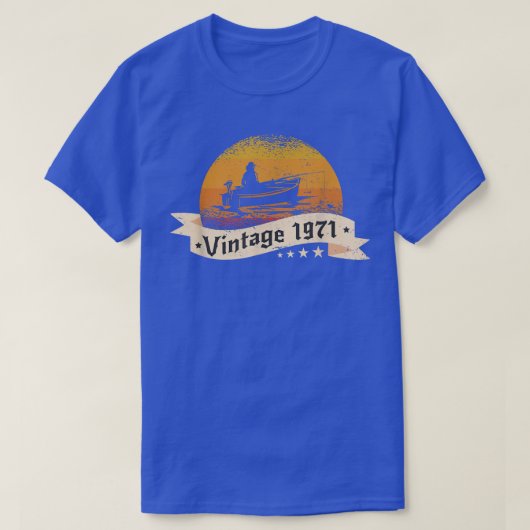 漁師ヴィンテージ1971生まれ年誕生日漁船F Tシャツ (デザイン正面)