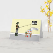 漁師及びAS魚鉢誕生日カード カード (黄色い花)