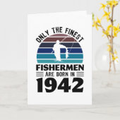 漁師生まれ1942年80誕生日魚釣りギフト カード (黄色い花)