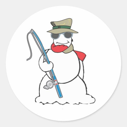 漁師雪だるま ラウンドシール (正面)