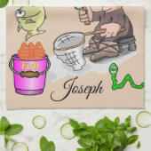 漁師魚釣りキッチンハンドタオル キッチンタオル (折り畳み)