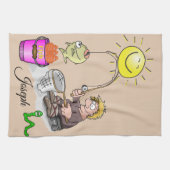 漁師魚釣りキッチンハンドタオル キッチンタオル (横)