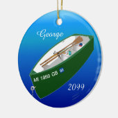 漁師魚釣りローボートロッドパーソナライズされた セラミックオーナメント (左)