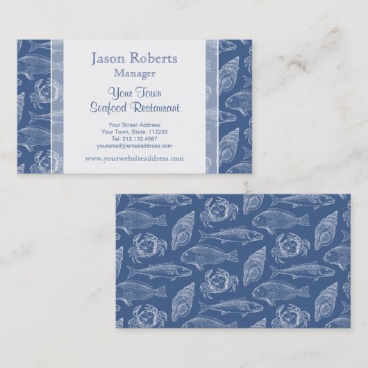 漁師魚釣り船または海産物レストラン 名刺 (正面/裏面)