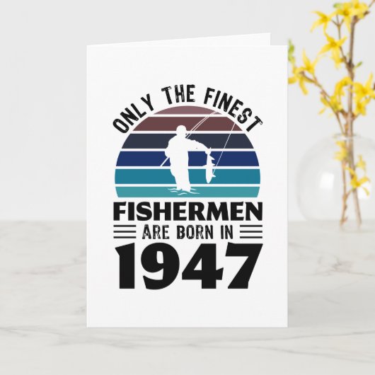 漁師1947 80生まれ番目の誕生日魚釣りギフト カード (黄色い花)