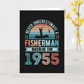 漁師1955生まれ魚釣り70番目の誕生日ギフト カード (黄色い花)