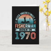 漁師1970生まれ年魚釣り50誕生日ギフト カード (黄色い花)