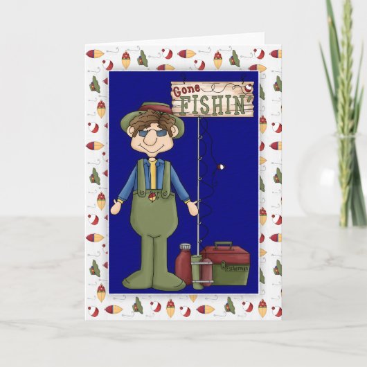 漁師2父の日魚釣りグリーティングカード カード (正面)