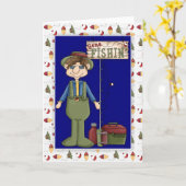 漁師2父の日魚釣りグリーティングカード カード (黄色い花)