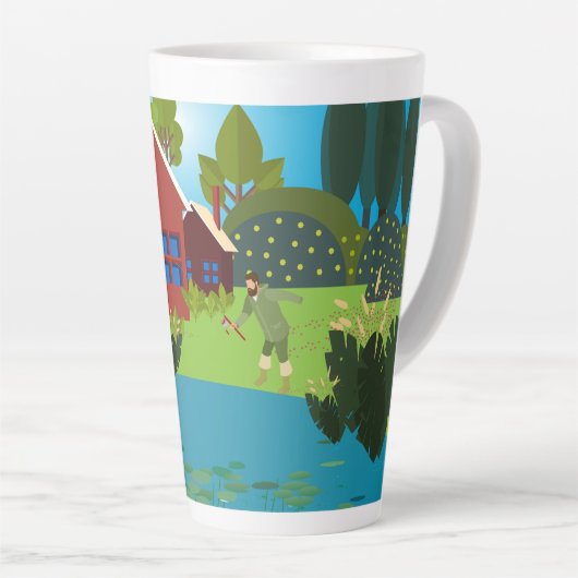 漁師 カフェラテマグ (右アングル)