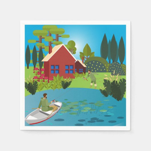 漁師 スタンダードカクテルナプキン (正面)