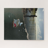 漁師。ハッピー魚釣り ジグソーパズル (横)