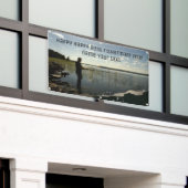 漁師。ハッピー魚釣り 横断幕 (ビルの外側)