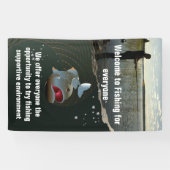 漁師。ハッピー魚釣り 横断幕 (横)