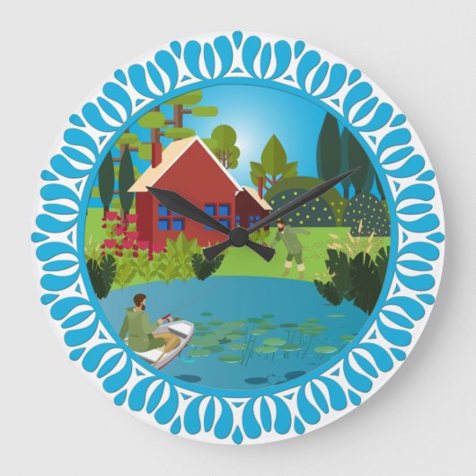 漁師 ラージ壁時計 (正面)