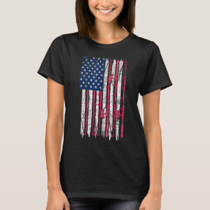 漁師 男性 アメリカ国旗 愛国 釣り 趣味 魚 Tシャツ