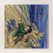 漁師 – 魚釣り絵画- Art ジグソーパズル (横)