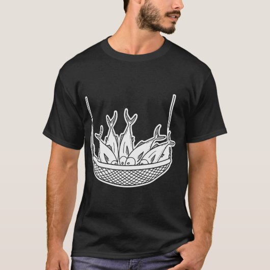 漁網に群がるマグロ Tシャツ (正面)