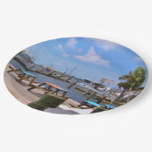 漁船および桟橋 ペーパープレート (アングル)