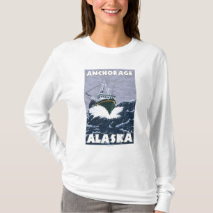 漁船場面-アンカレッジ、アラスカ Tシャツ