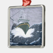 漁船場面-ユーコン準州、アラスカ メタルオーナメント (左)