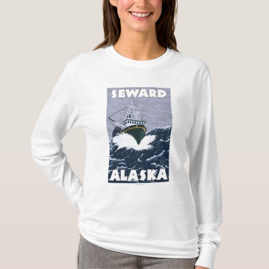 漁船場面- Seward、アラスカ Tシャツ (正面)