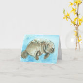 "漂うマナティー"、マナティーの挨拶状 カード (黄色い花)