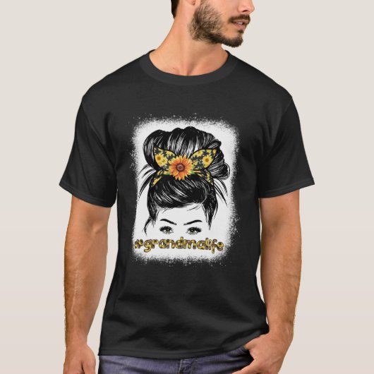漂白おばあちゃん乱雑Bunひまわり女性母 Tシャツ (正面)