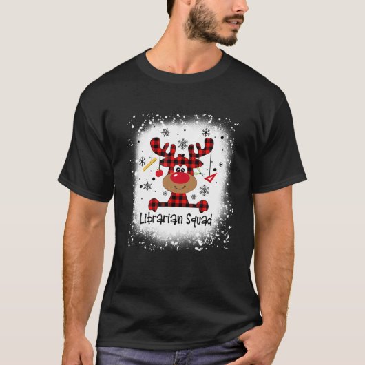 漂白された図書館司書分隊のトナカイおもしろいクリスマス Tシャツ (正面)