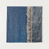 漂白された殿にオレンジの糸をつけた直縫い タペストリー (正面(横))