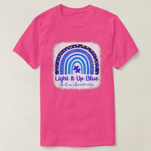 漂白された自閉症意識がブルーレインボーに点灯 Tシャツ (デザイン正面)