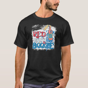 漂白された赤い白とブーツアメリカ国旗4日 Tシャツ
